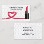 Rode lipstick en een hartslagartiest visitekaartje (Voorkant / Achterkant)