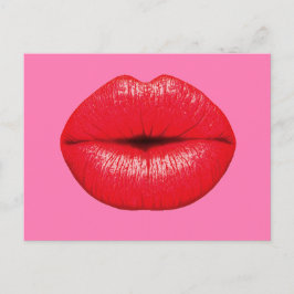 Rode lipstick grote pop lippen op girale roze briefkaart