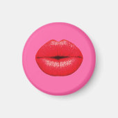 Rode lipstick grote pop lippen op girale roze magneet (Voorkant)