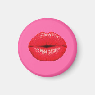 Rode lipstick grote pop lippen op girale roze magneet