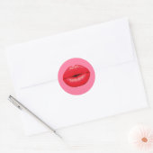 Rode lipstick grote pop lippen op girale roze ronde sticker (Envelop)