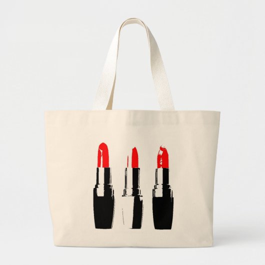 Rode lipstick grote tote bag (Voorkant)