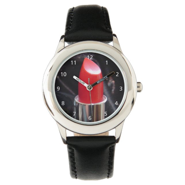 Rode lipstick horloge (Voorkant)