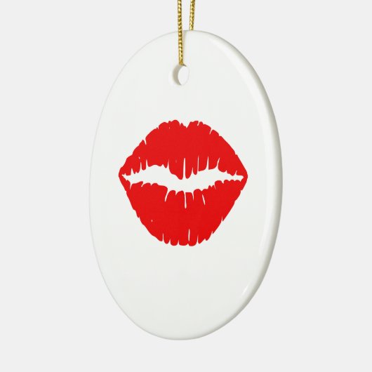 Rode lipstick keramisch ornament (Links)
