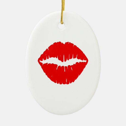 Rode lipstick keramisch ornament (Voorkant)