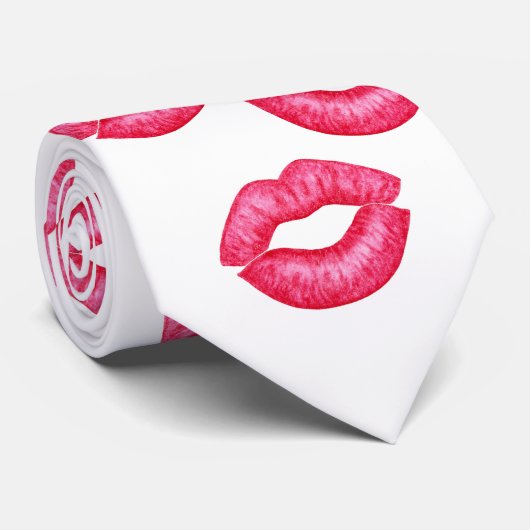 Rode Lipstick Kusjes - Stropdas (Opgerold)