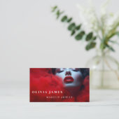 Rode Lipstick Make-up Artiest Cosmetica Beauty Sal Visitekaartje (Staand voorkant)