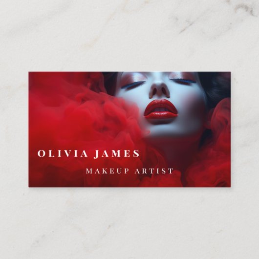 Rode Lipstick Make-up Artiest Cosmetica Beauty Sal Visitekaartje (Voorkant)