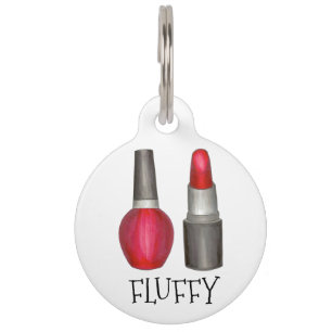 Rode lipstick Nail Poolse Makeup Beauty Dog-tag Huisdierpenning