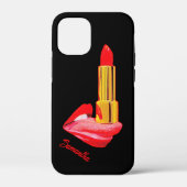 Rode lipstick op de tong met personalisatie Case-Mate iPhone case (Achterkant)