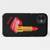 Rode lipstick op de tong met personalisatie Case-Mate iPhone case (Achterkant (horizontaal))