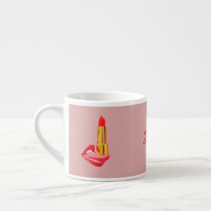 Rode lipstick op de tong met personalisatie espresso kop