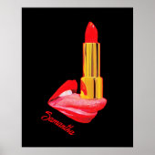 Rode lipstick op de tong met personalisatie poster (Voorkant)