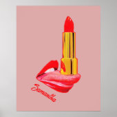 Rode lipstick op de tong met personalisatie poster (Voorkant)