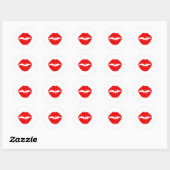 Rode lipstick ronde sticker (Vel)