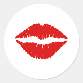 Rode lipstick ronde sticker