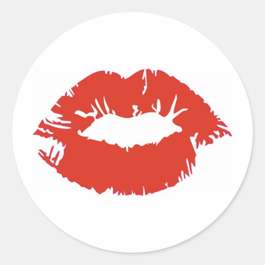Rode lipstick ronde sticker (Voorkant)
