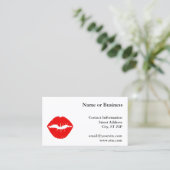 Rode lipstick visitekaartje (Staand voorkant)