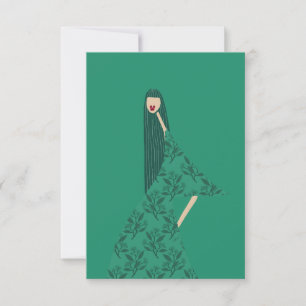 Rode Lipstick Vrouwelijke Bloemen Mode Illustratie Bedankkaart