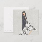 Rode Lipstick Vrouwelijke Bloemen Mode Illustratie Kaart (Voorkant / Achterkant)