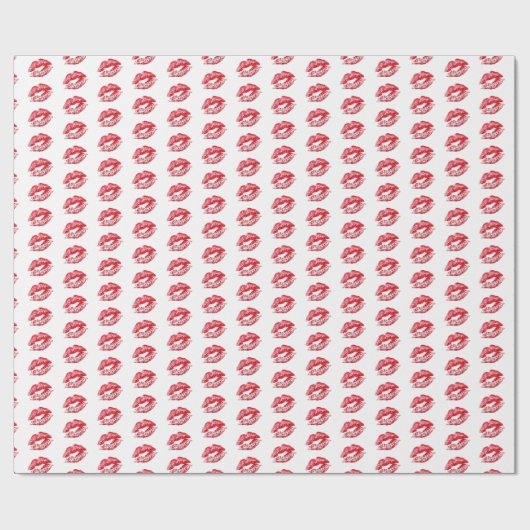rode lipstickussen cadeaupapier (Vlak)