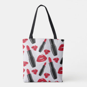 Rode lipstokken tote bag
