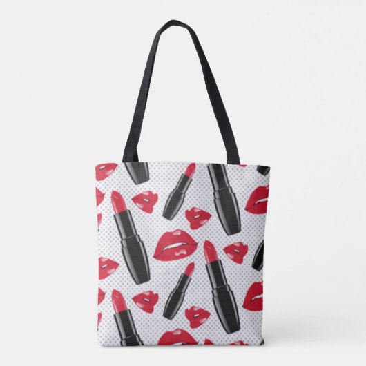 Rode lipstokken tote bag (Achterkant)
