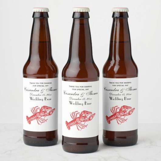 rode lobster #1 Tekening Bier Etiket (Flessen)