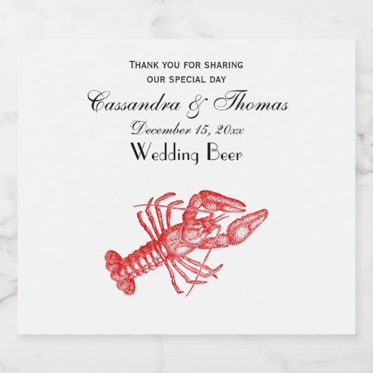  rode lobster #1 Tekening Bier Etiket (Enkel label)