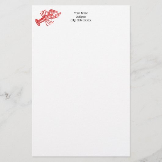  rode lobster #1 Tekening Briefpapier (Voorkant)