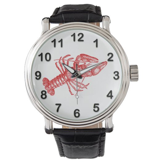 rode lobster #1 Tekening Horloge (Voorkant)