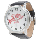 rode lobster #1 Tekening Horloge (Gekanteld)