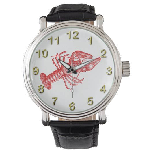 rode lobster #1 Tekening Horloge (Voorkant)