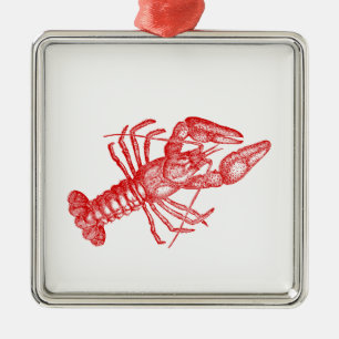  rode lobster #1 Tekening Metalen Ornament