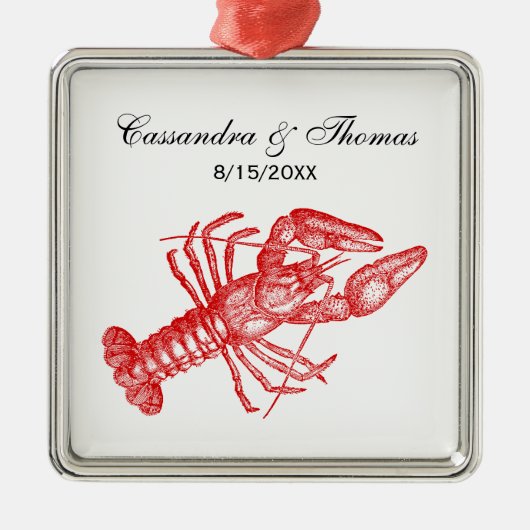  rode lobster #1 Tekening Metalen Ornament (Voorkant)