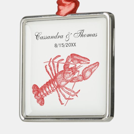 rode lobster #1 Tekening Metalen Ornament (Links)