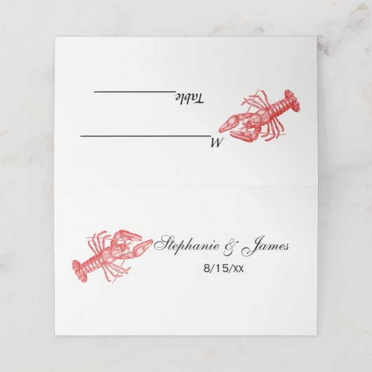 rode lobster #1 Tekening Plaatskaartje (Buitenkant ongevouwen)