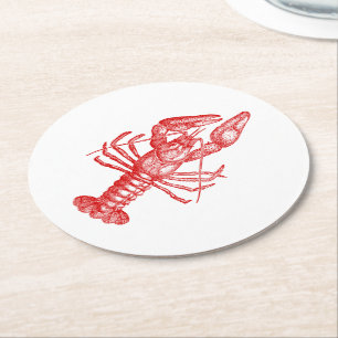  rode lobster #1 Tekening Ronde Kartonnen Onderzetter