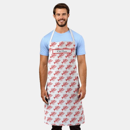 rode lobster #1 Tekening Schort (Gedragen)