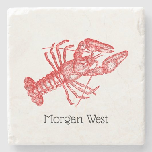  rode lobster #1 Tekening Stenen Onderzetter (Voorkant)
