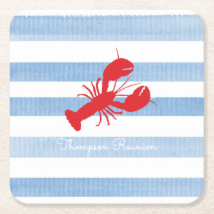 Rode Lobster NAAM reünie Stripes Blue White Kartonnen Onderzetters