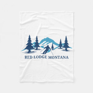 Rode Lodge Montana Ski Resort Skien Skiloper  Fleece Deken
