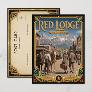 Rode Lodge Montana Vintage Art Deco Gouden Tijdper Briefkaart