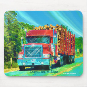 Rode Logging Truck Highway Rijden Art Mousepad Muismat