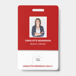 Rode Logo Badge met Foto voor Vastgoedmakelaar
