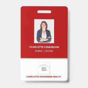 Rode Logo Badge met Foto voor Vastgoedmakelaar