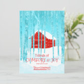 Rode Logo Bedrijf Zakelijke Vakantie Kerstmis Kaart (Staand voorkant)