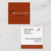 Rode logo met rode banner vierkante visitekaartje (Voorkant / Achterkant)