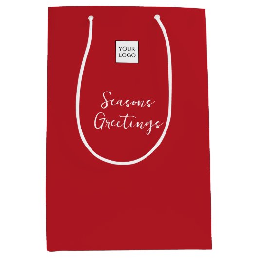 Rode Logo Tekst Promotionele Bedrijfsverpakking Medium Cadeauzakje (Voorkant)