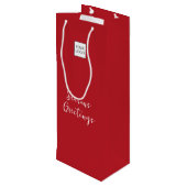 Rode Logo Tekst Promotionele Bedrijfsverpakking Wijn Cadeautas (Achterkant Gekanteld)